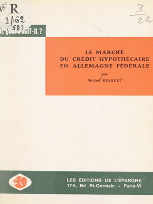 cover image of Le marché du crédit hypothécaire en Allemagne fédérale